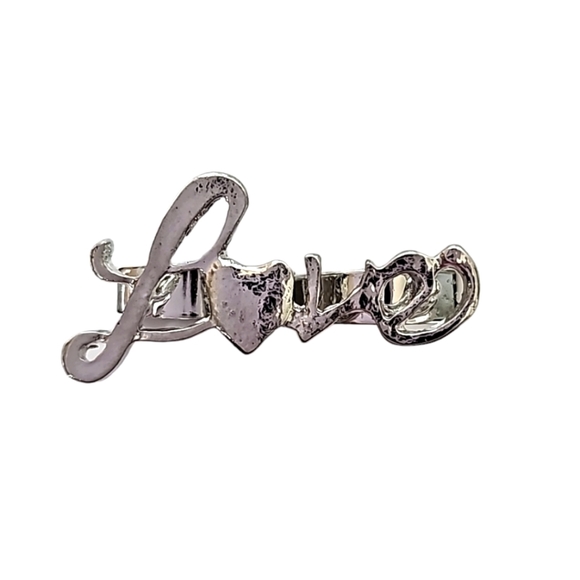 ❤️Large Silver Love Custom Ring with 2 Finger Adjustable Bands. Size: OS - Picture 3 of 11